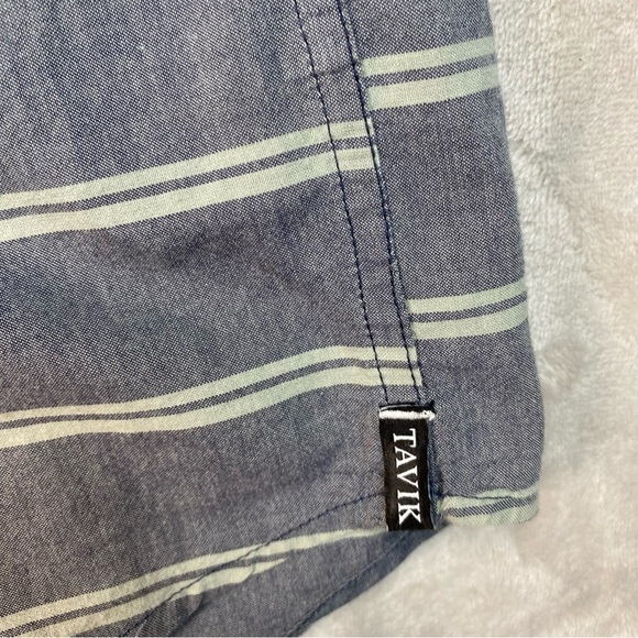 Tavik Mens Shirt Button Up Long Sleeve Striped Modern Beach XL - Picture 7 of 10